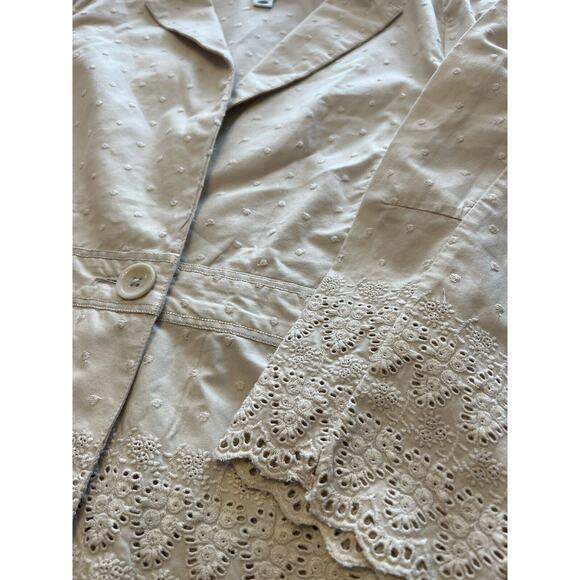 Vintage Old Navy Cream Cotton 1 Button Blazer/Jacket Women's Medium - Picture 2 of 14